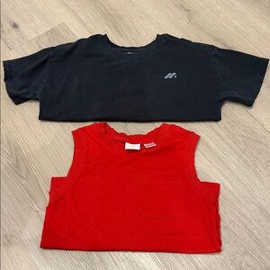 Zara Kids Black Short-Sleeve Tee & Red Sleeveless Tank